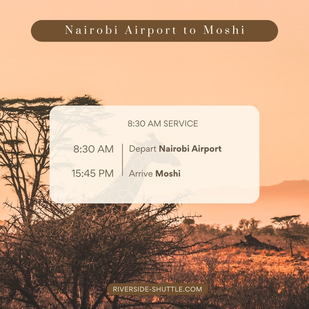 Nairobi airport to Moshi shuttle bus timetable